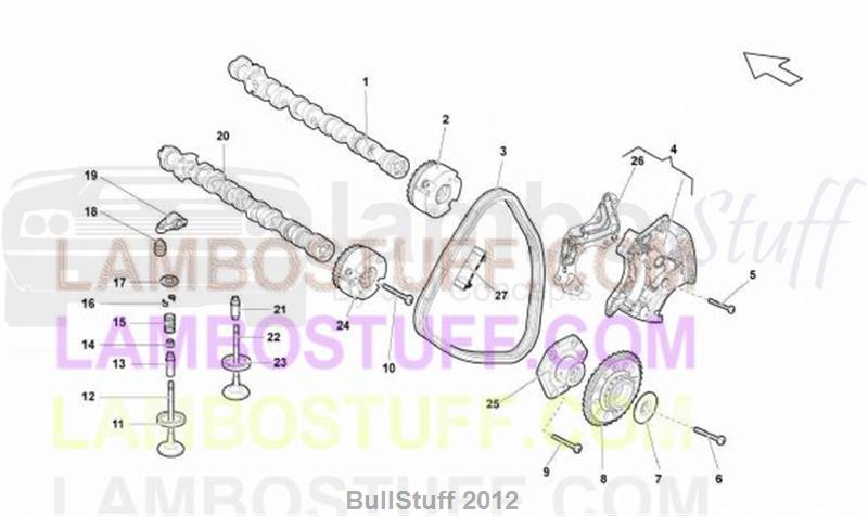 2013 Lamborghini GALLARDO LP 550-2 COUPE EUROPE LEFT HEAD TIMING SYSTEM (109.02.00)